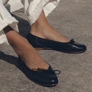 Margaux The Demi  Black Leather Flats 6 36